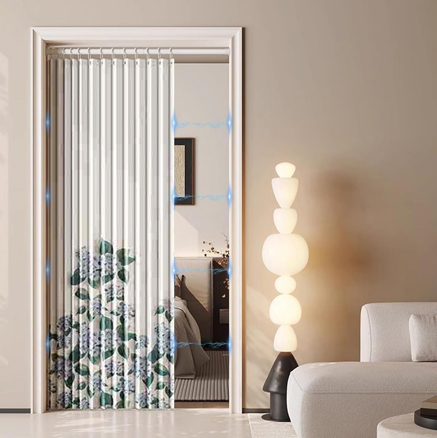SK Studio Accordion Style Door Curtains for Doorways Pleated Folding Interior Doors Curtain with Hooks for Closet and Room Divider, Style 1, 79" W x 95" L