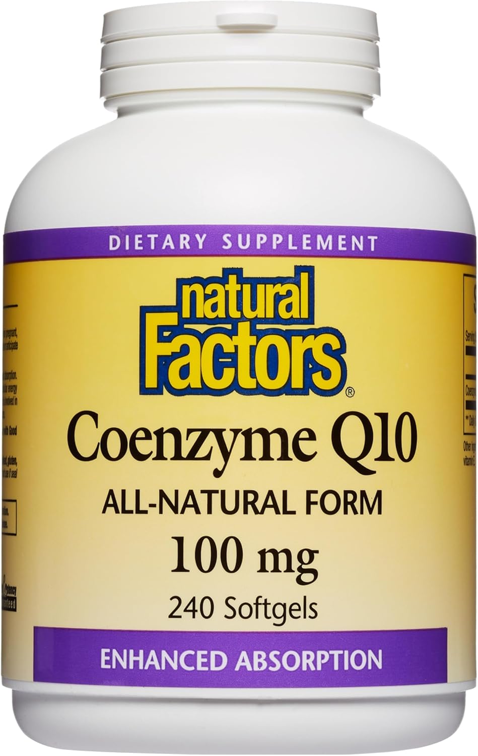 Natural Factors Coenzyme Q10 - Antioxidant Support Supplement Supports Cellular Energy Production - Better Absorption Aids Healthy Heart Function - 100 mg, 240 Softgels (240 Servings)