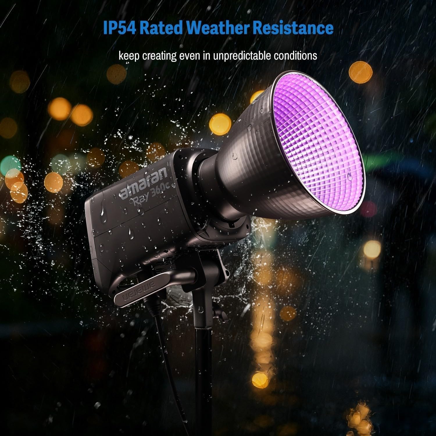 Amaran Ray 360c 360W LED Monolite RGBWW TCC 1800-20000K Contrôle APP/DMX 12 Effets Sortie COB 17130 lux@1m Moteur OmniColor Monture Bowens
