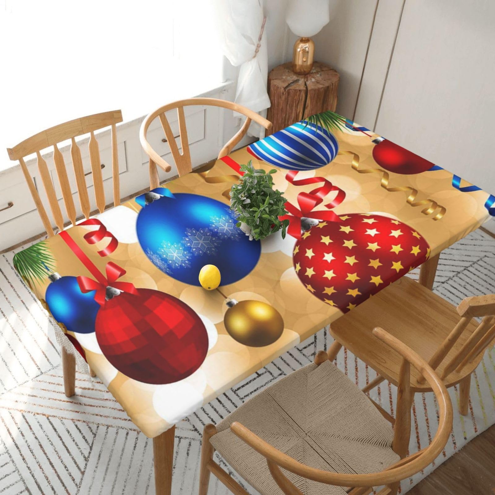 BNVSADC Merry Christmas 1 Printed 5FT Tablecloth Polyester Kitchen Water Resistant Table Cloth Dining Table Decoration Table Covers, 152x76 CM