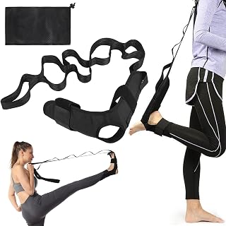 Hejo Yoga Strap for Stretching with Mesh Bag, Ankle Ligament Stretcher Belt with Loops, Soft Leg Stretcher Good for Plantar Fasciitis, Leg and Foot Stretch Assist