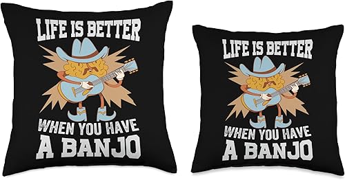 Miniatura 3 de Life is Better When You Have A Banjo-Country Music Throw Pillow, 18x18, Multicolor