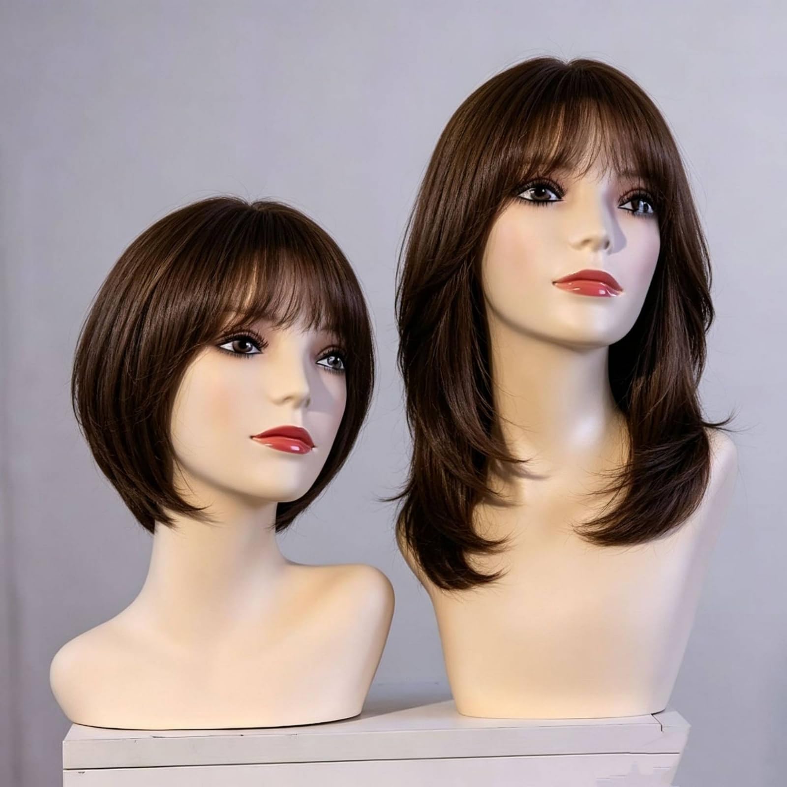 Testa per Parrucca Manichino da Esposizione con Testa Collo E Materiale PVC Opaco Cappellino in Tessuto per Messa Parrucche E Mostra Gioielli Adatta per Salone Vetrina , 40cm