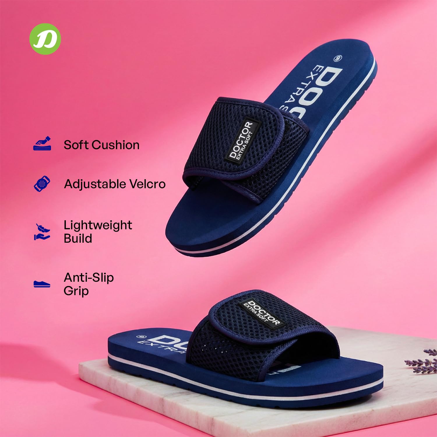 DOCTOR EXTRA SOFT Women's Orthopaedic and Diabetic Adjustable Strap Comfort Fitting Dr Flipflops and House Slippers for Women€™s and Girl€™s Slides OR-D-17-WOMEN-CUP-NAVY-9UK 1
