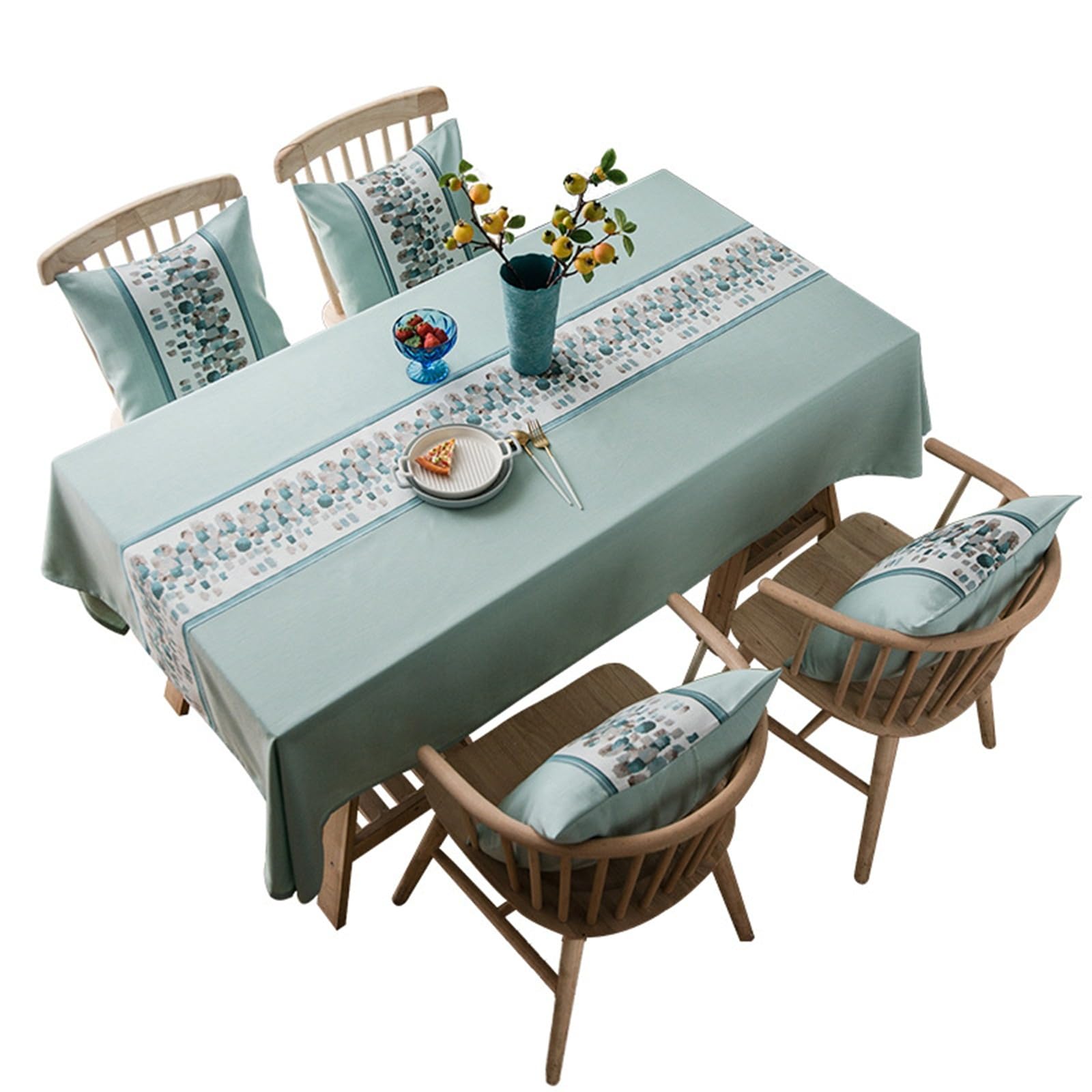 KnSam Mantel, mantel pequeño bordado de piedra, mantel de poliéster, mantel de jardín, impermeable, para comedor, jardín, fiesta, bodas o hogar, 135 x 300 cm, verde