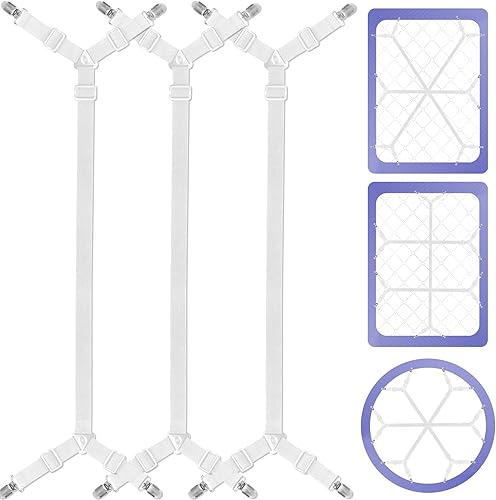 Correas de soporte para sábanas, 2 juegos8 vías, clips ajustables entrecruzados para sábanas, tirantes de bandas elásticas que mantienen la sábana
