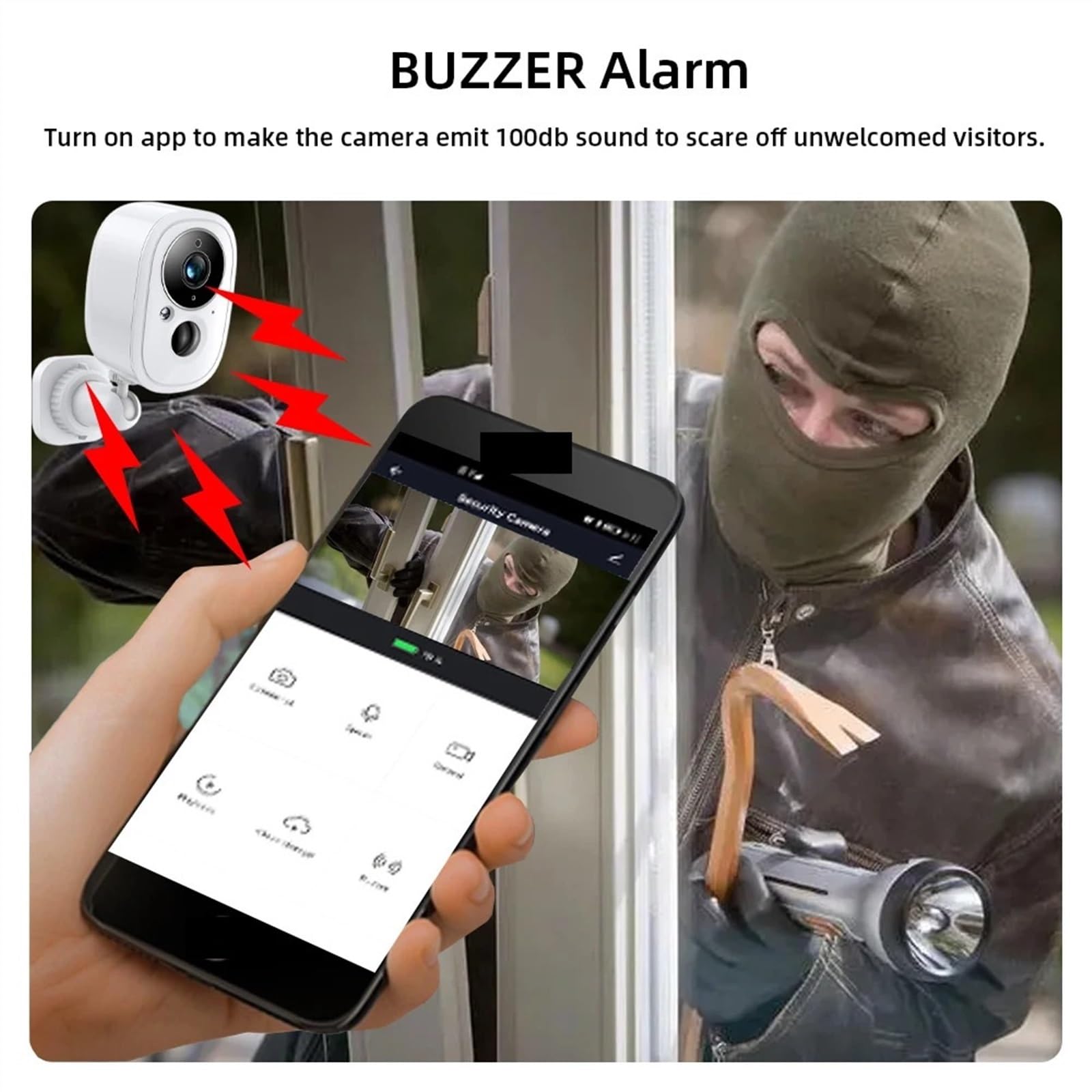 Caméra de sécurité, – caméra Solaire d'extérieur, Batterie Rechargeable, sans Fil, 5mp, Surveillance IP, CCTV, Protection PIR, avec sirène(Cam NO TF Card)