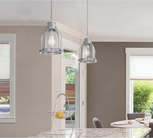 Miniatura 4 de Westinghouse Lighting 6117800 Cindy - Lámpara de techo para interior, diseño vintage, acabado de níquel cepillado, cristal transparente