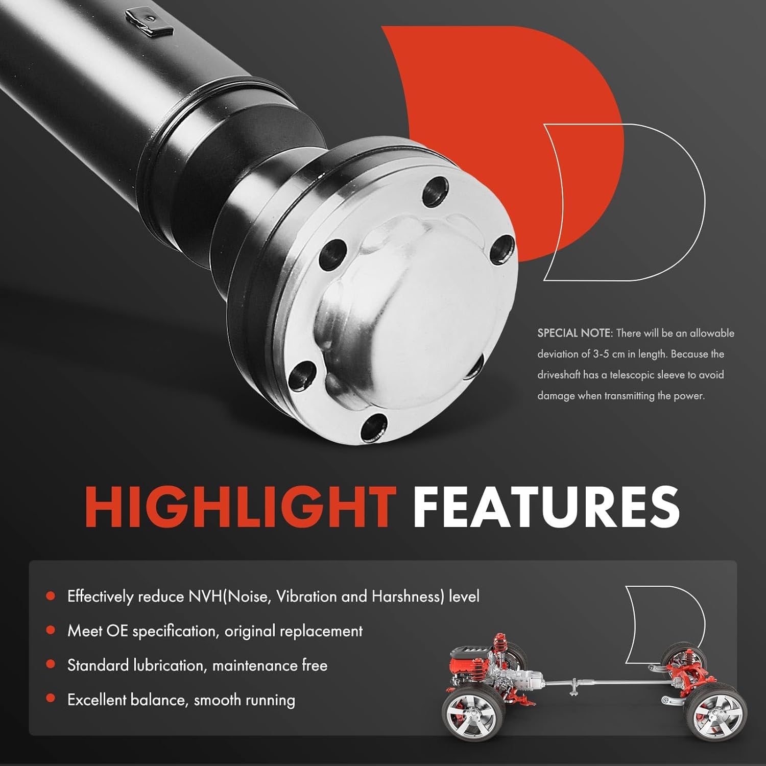 A-Premium Front Complete Drive Shaft Prop Shaft Driveshaft Assembly Compatible with Mercedes-Benz GL350 X166 2013-2016 ML350 W166 2012-2014 V6 3.0L, AWD 7 Speed-Auto Transmission, Replace# A1664100601