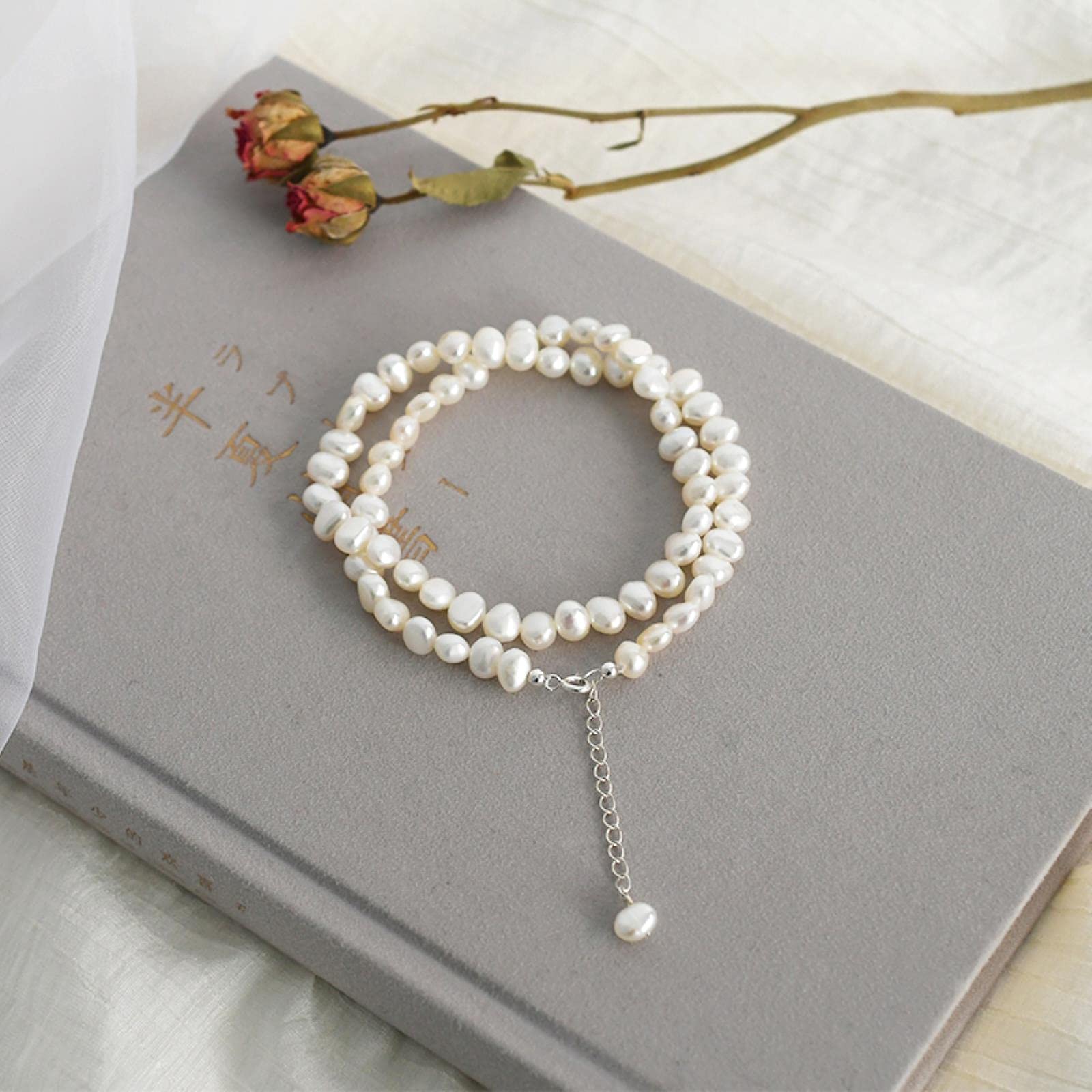 LOKILOKI Gargantilla De Perlas De Agua Dulce Natural, Joyería De Perlas Barrocas para Mujeres, Boda, Plata 925, Regalo De Joyería Al por Mayor