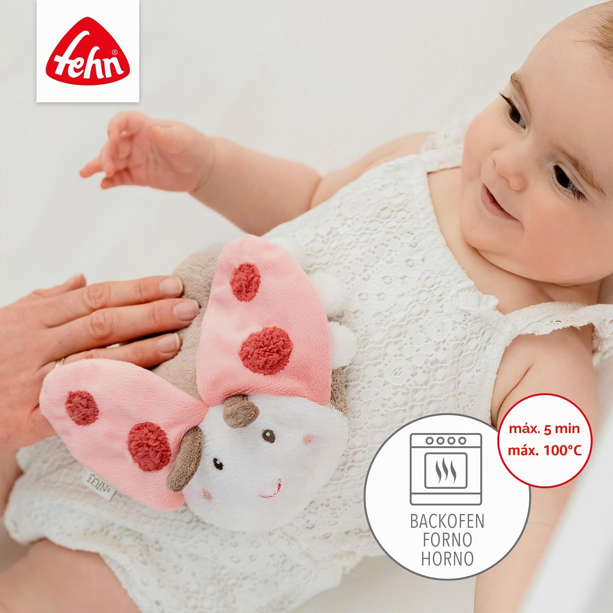 Fehn cojín de huesos de cereza mariquita - Cojín térmico y cojín frío relajantes para bebés y niños a partir de 0 meses - Como regalo para un bebé recién nacido