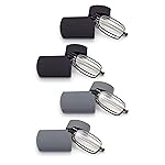 HIGHLIKE 4-Pack Hard Cases Folding Reading Glasses, Pocket Wallet Purse Compact Spring Hinge Readers, Transparent Clear Lens 2 Black 2 Gunmetal 3.5 x