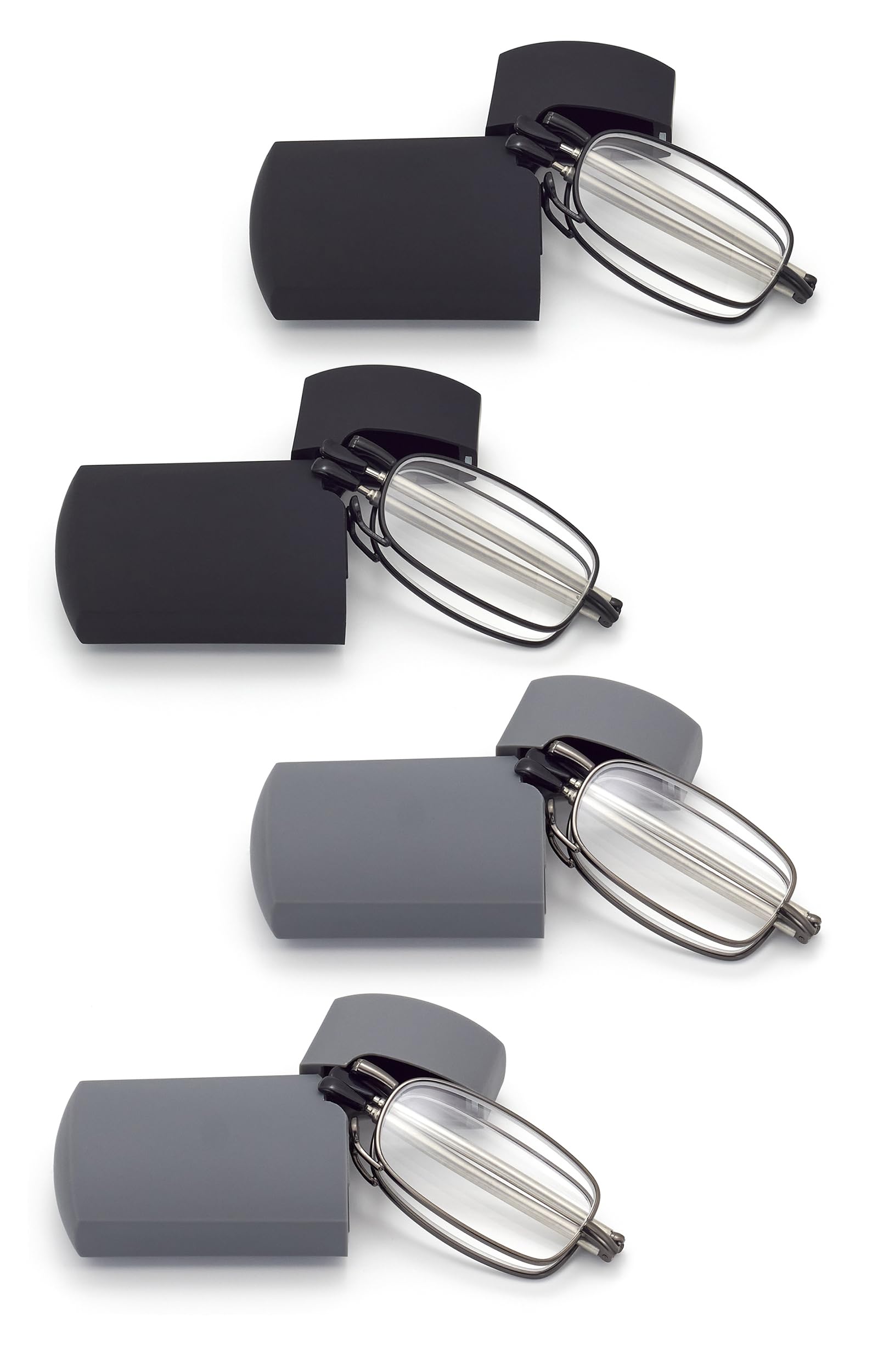 HIGHLIKE Hard Cases Folding Reading Glasses, Pocket Wallet Purse, Compact Federringhalter, transparente Gläser