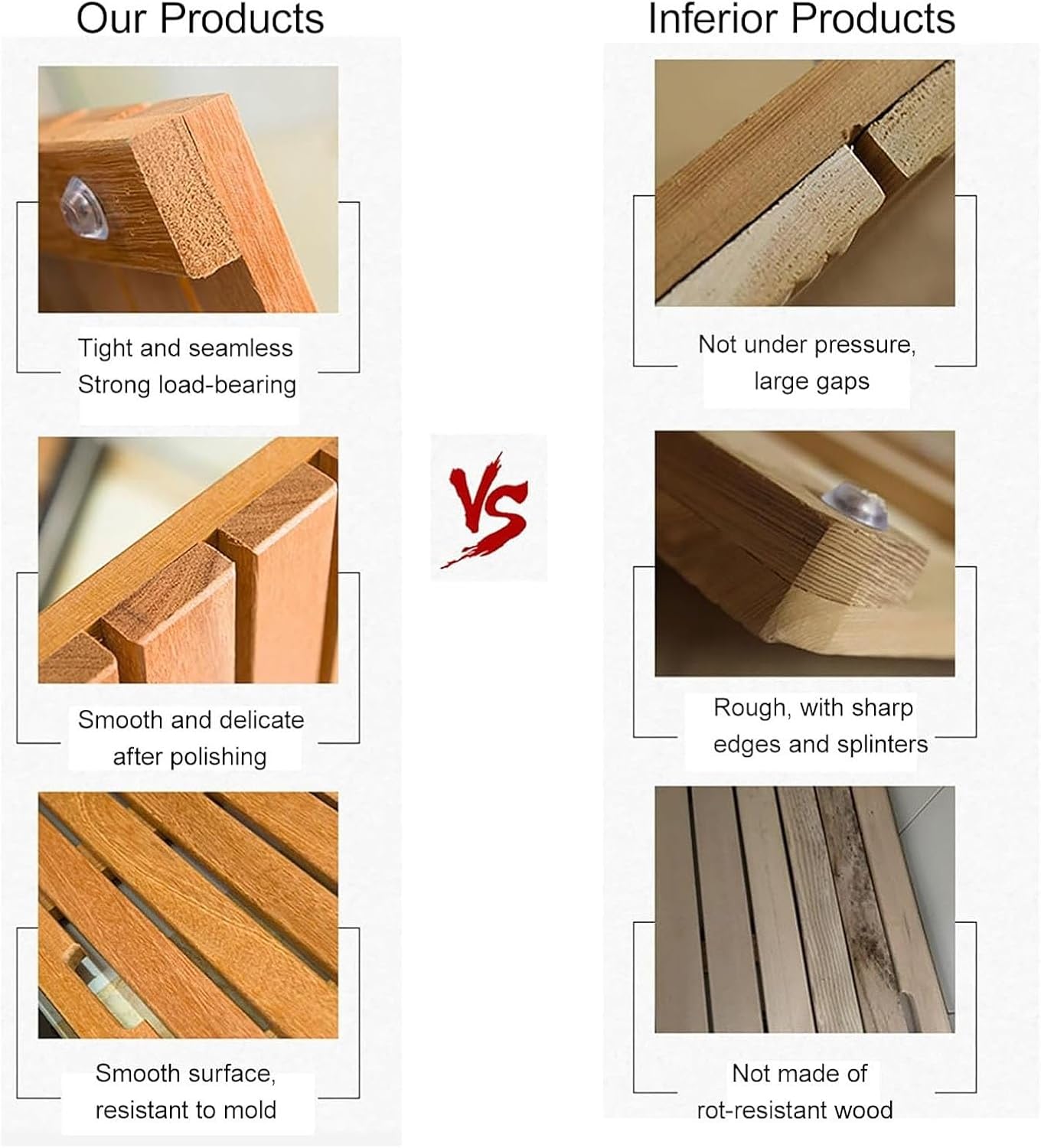 Square Teak Wooden Bath Mat, Non-Slip Raised Shower Platform, Teak Oil Finish for Bathtub/Inside Outside Showers/Spa/Sa(15.7x39.3 in/40x100cm)