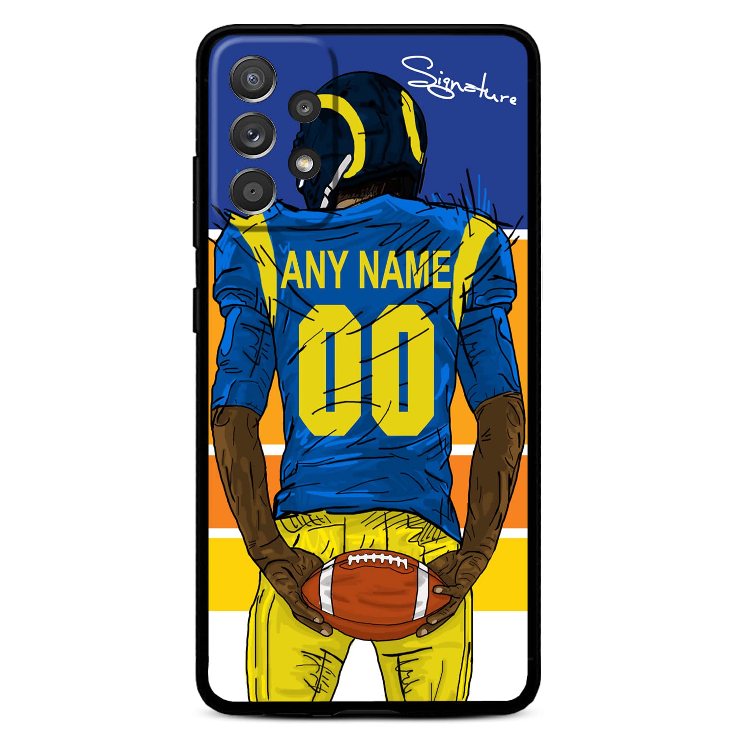 VNGDA Custom Name & Number Phone Case for Samsung Galaxy A17 A16 A15 A14 5G A35 A53 A03S A42 A32 A54 4G, DIY Design Football Player Liquid Silicone