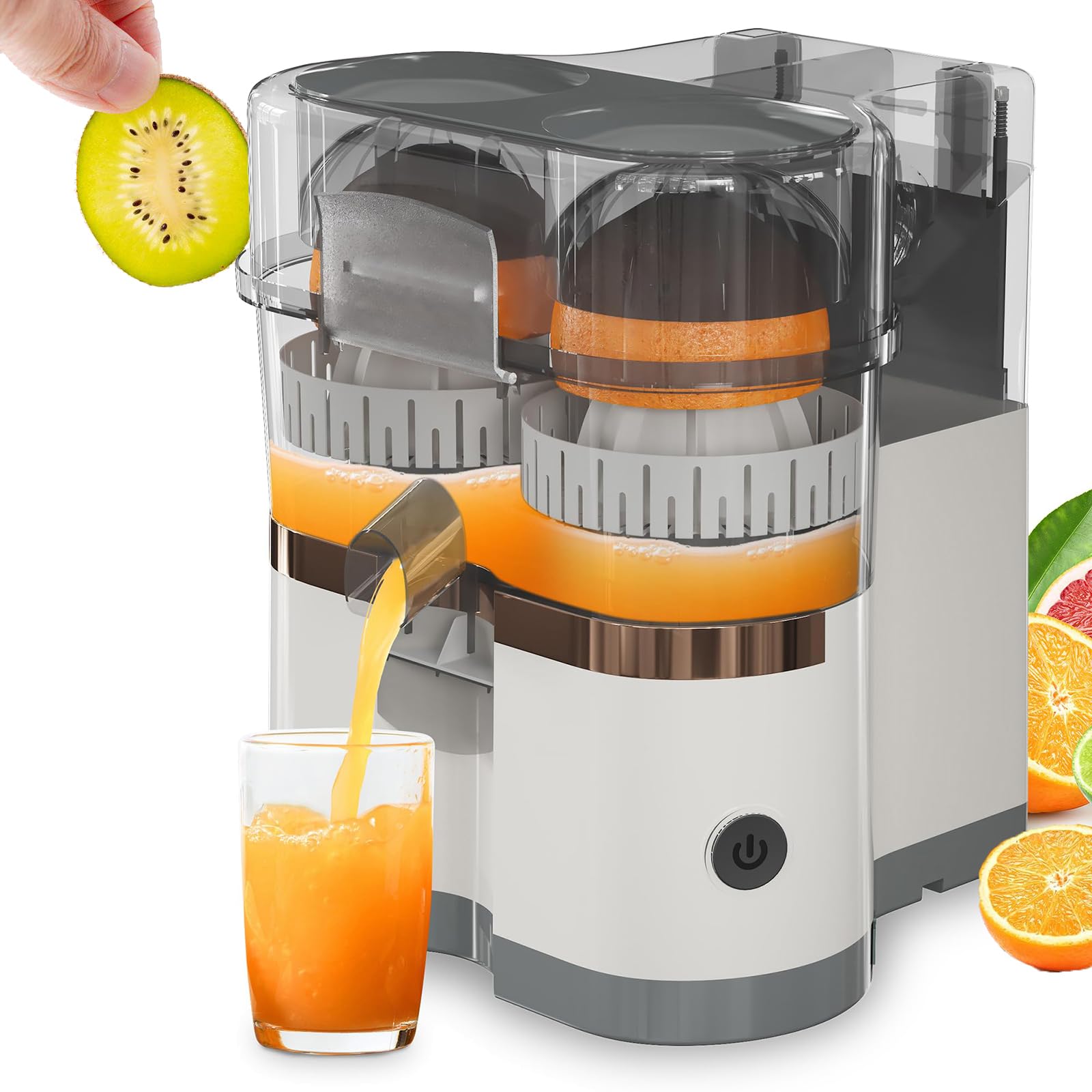 Presse-agrumes électrique double tête pour un petit-déjeuner rapide en famille de jus d'orange