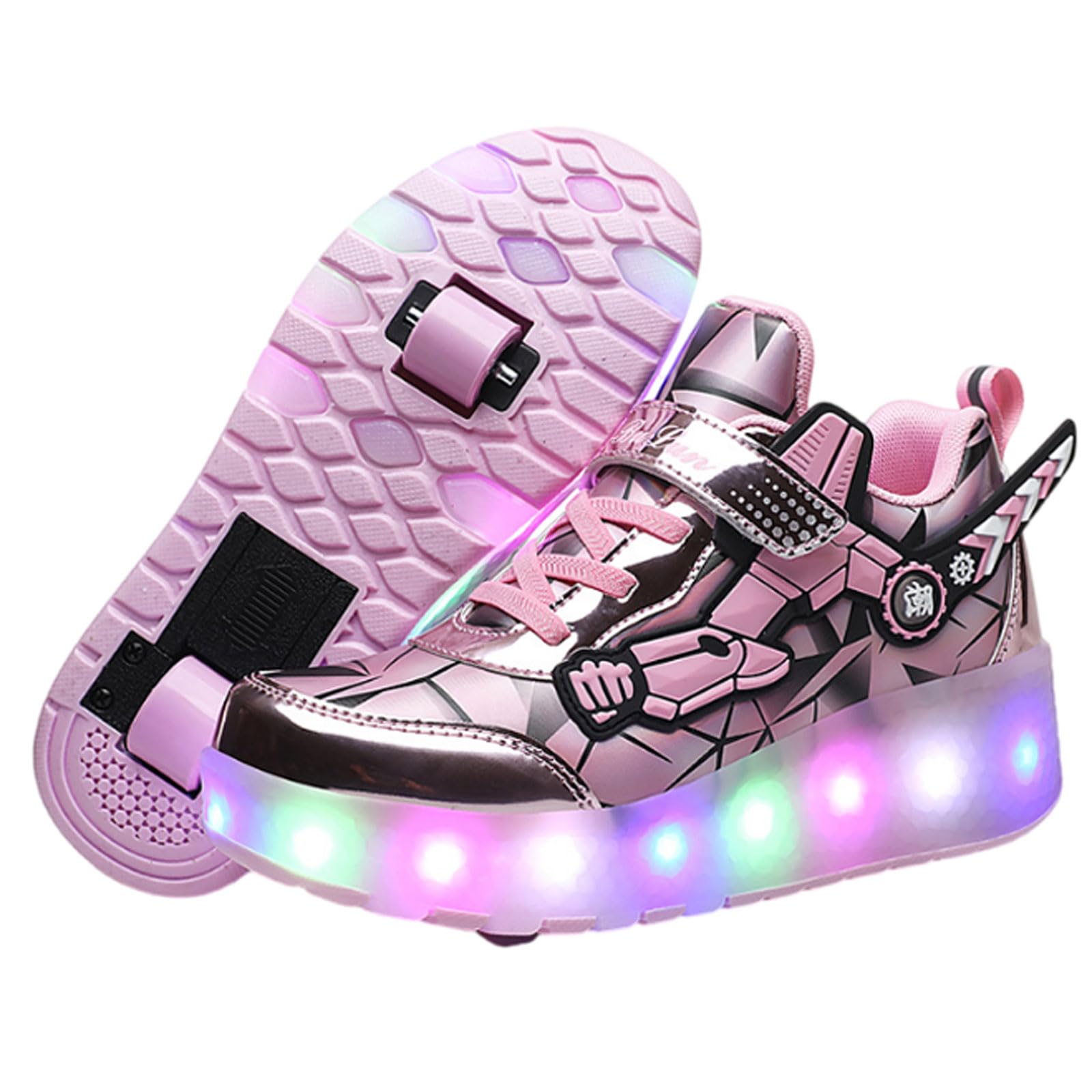 Zapatillas Deportivas con Dos Ruedas y Luces,Zapatos con Ruedas y LED Luces para Niña,2 en 1 Zapatillas con Ruedas,Retráctil,2 en 1,para Regalos navideños creativos para niños