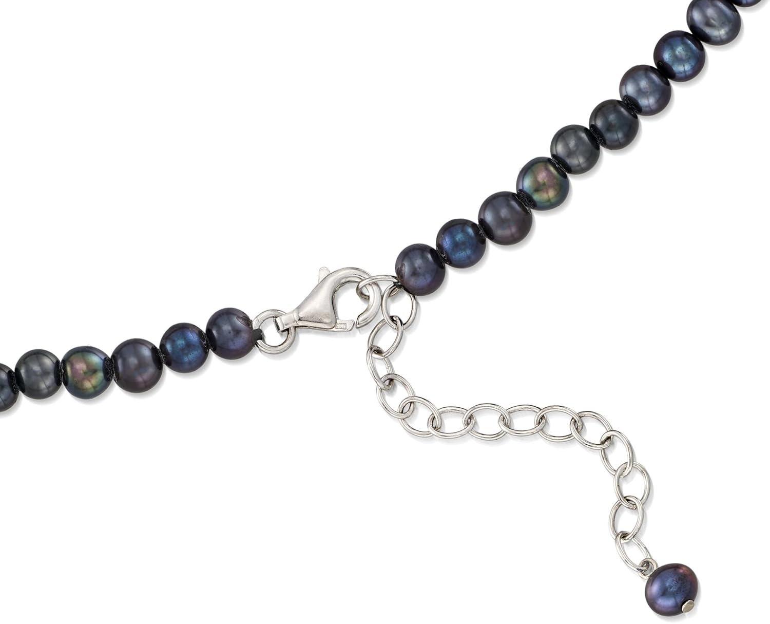 Ross-Simons 5-9mm Graduated Black Cultured Pearl Necklace With .26 ct. t.w. Diamonds in Sterling Silver