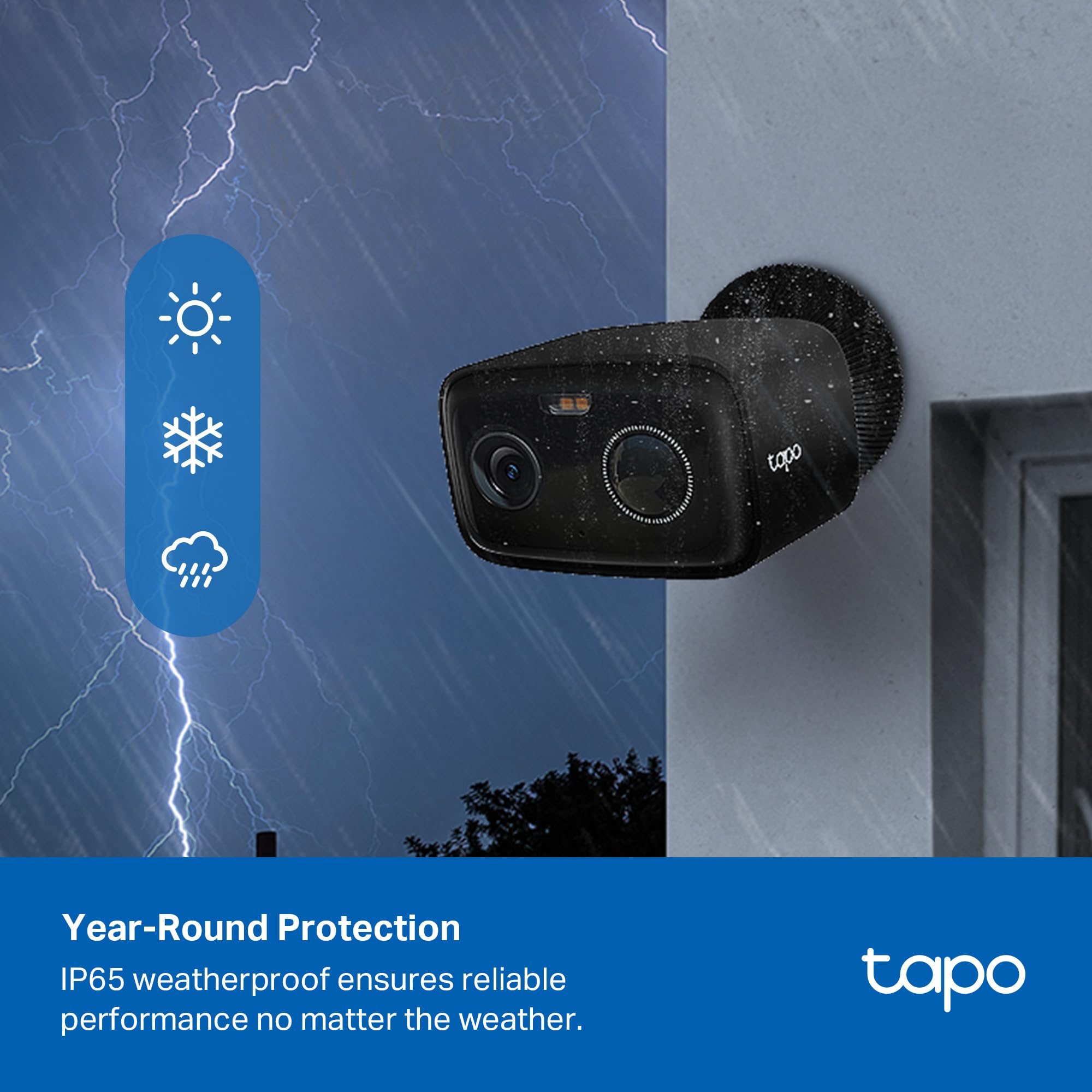 Tapo Telecamera di sicurezza wireless per esterni 1080p, batteria fino a 180 giorni, rilevamento della persona, visione notturna a colori, archiviazione locale senza abbonamento o cloud opzionale