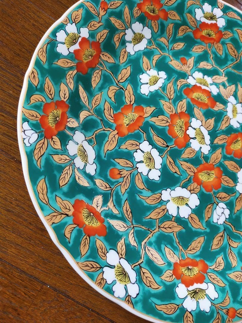 近藤濶（父:人間国宝 近藤悠三）大作 染付ぶどう絵 大皿 幅36.6cm 共箱