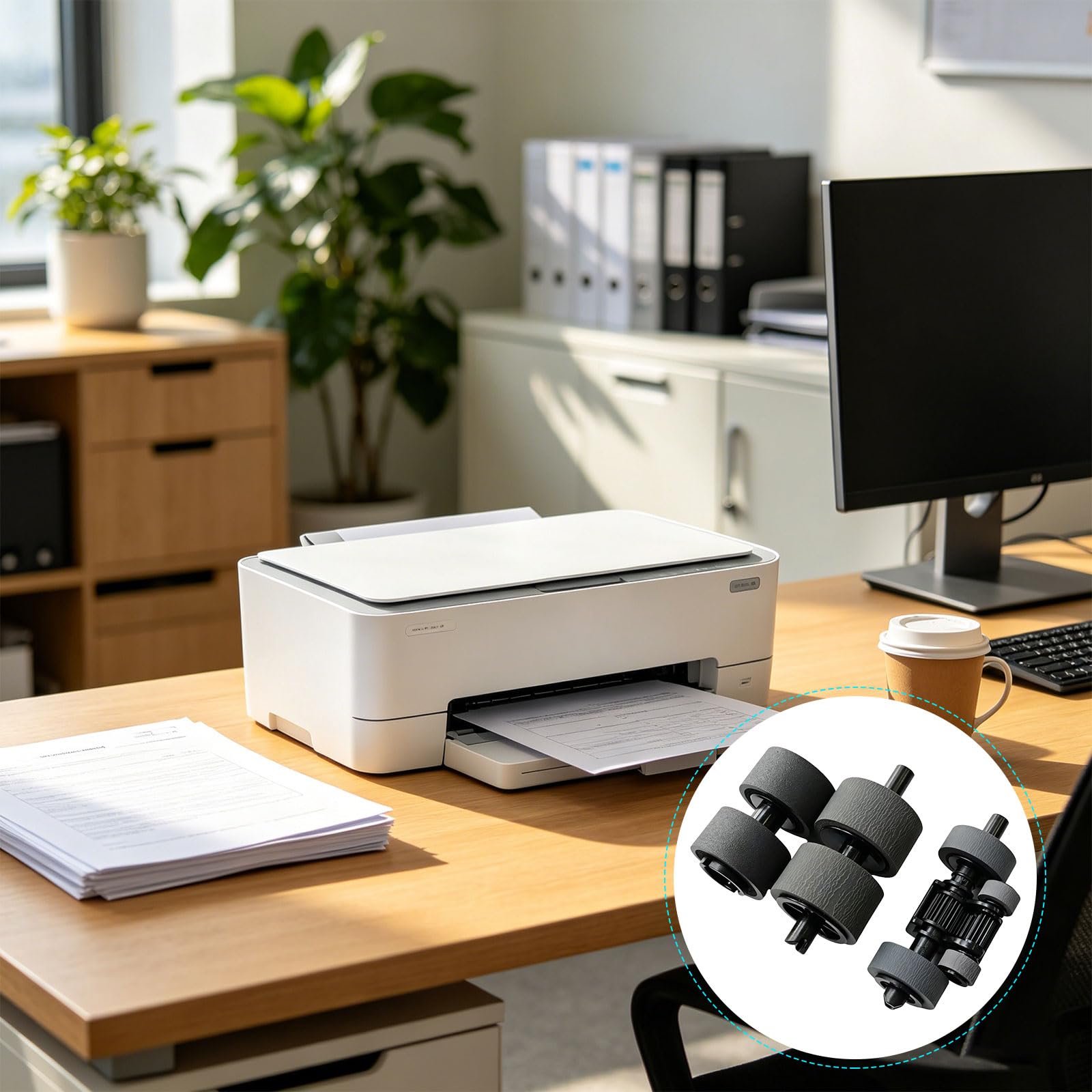 Rodillo de escáner mejorado 6FW06 60001 hecho de ABS resistente para una vida útil más larga, rodillo de alimentación de papel escáner