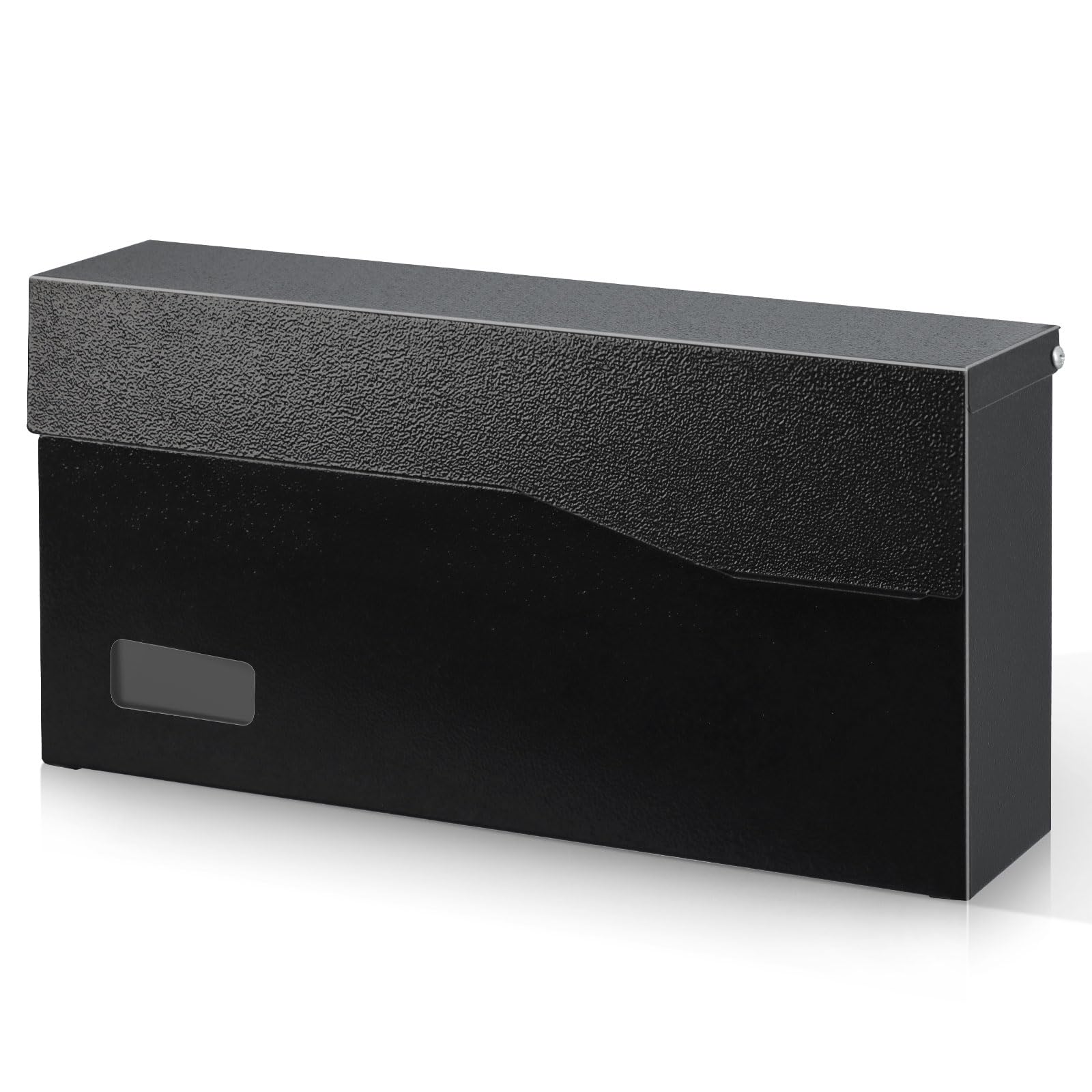 xydled Mailbox with Key Lock, Locking Wall Mount Mail Boxes for Outside, Steel Hanging Metal Mailbox, Modern Post Box, Black, 14.57''x7.09''x3.4''