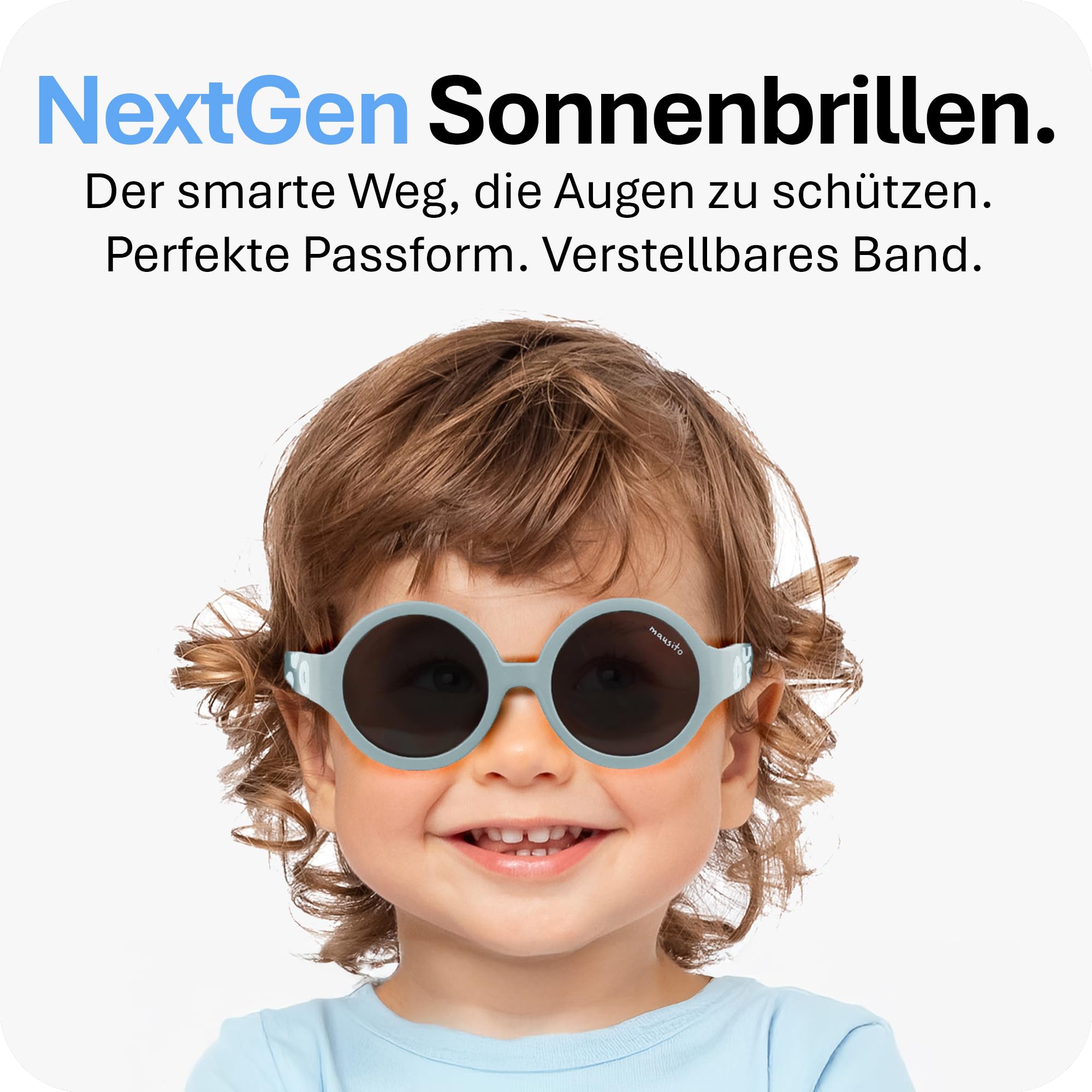 Mausito BABY Sonnenbrille 6-24 Monate Jungen VERGLEICHSSIEGER Kindersonnenbrille 100% UV-Schutz BIEGSAM Schadstofffreie Sonnenbrille Kinder mit Band Europäisches Design für Kinder gemacht