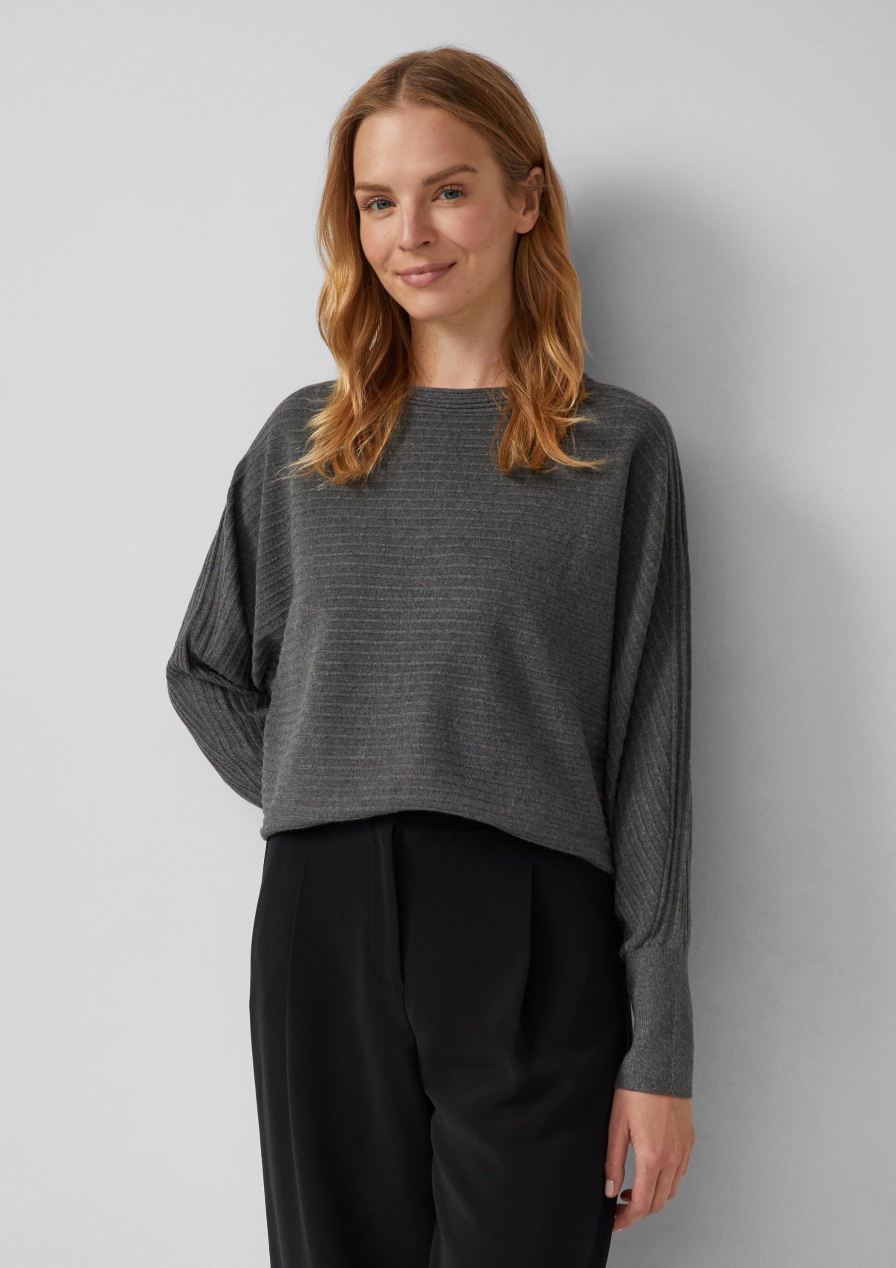s.Oliver Damen Strickpullover – Relaxed Fit, Fledermausärmel, Rundhals