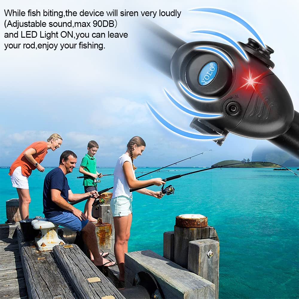 Shackcom Alarme de Pêche Détecteur de Touche Électronique avec Indicateur Lumineux LED et Son Réglable