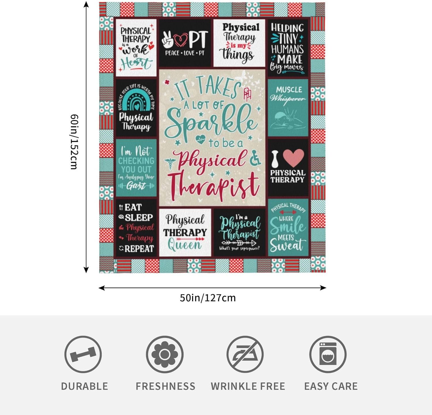 Christmas Physical Therapist Gifts, Physical Therapist Gifts for Women, Best Gifts for Physical Therapists, Gifts for Physical Therapists, Physical Xmas Gifts for Therapist Throw Blanket 60"X 50" - Image 5