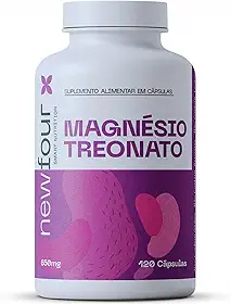 Magnésio Treonato NewFour 120 Cápsulas – Suplemento de Alta Absorção – Foco, Memória e Relaxamento – 2 Meses de Uso – Sem Glúten e Sem Lactose