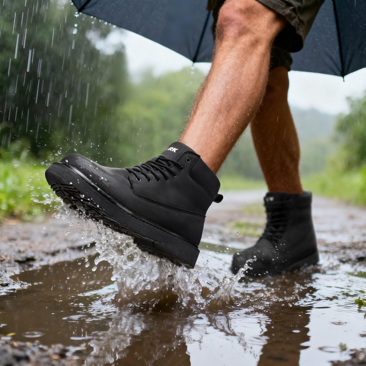 LARNMERN Soft Toe Work Boots Men Waterproof Non Slip Hiking Tactical Motorcycle Chukka Boot 6 Inch Leather Comfortable Shoes - Image 2