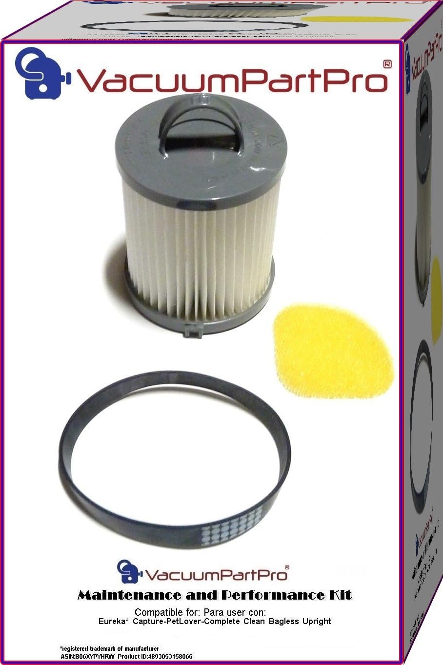 Vacuum Part Pro® Eureka Capture-Pet Lover-Complete Clean Model 8810AVZ, 8811AVZ, 8862AVZ, 8863AVZ, 8871AVZ, 8873AZ Maintenance Kit By