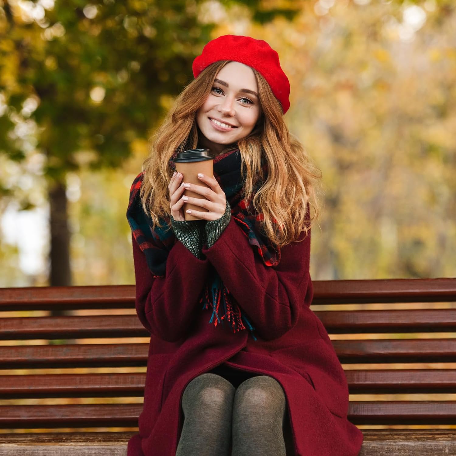 Shinymoon 48 Pcs Women Wool Beret Hat with Silky Scarf French Beret Bulk for Women Girls Winter - Image 2