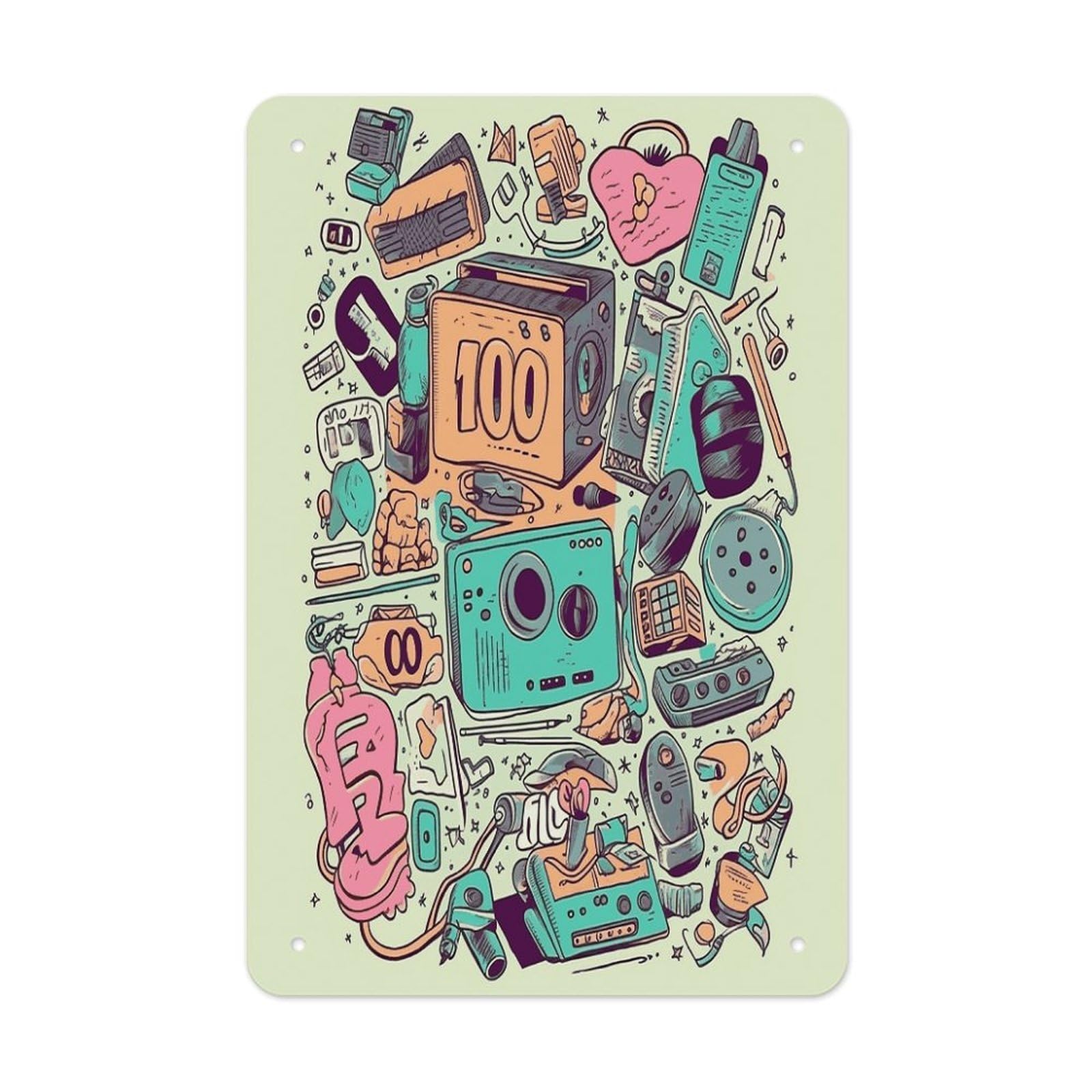 Btcowzrv Style I Love The 90S Illustration Metal Tin Sign Wall Decor Hanging Plaque