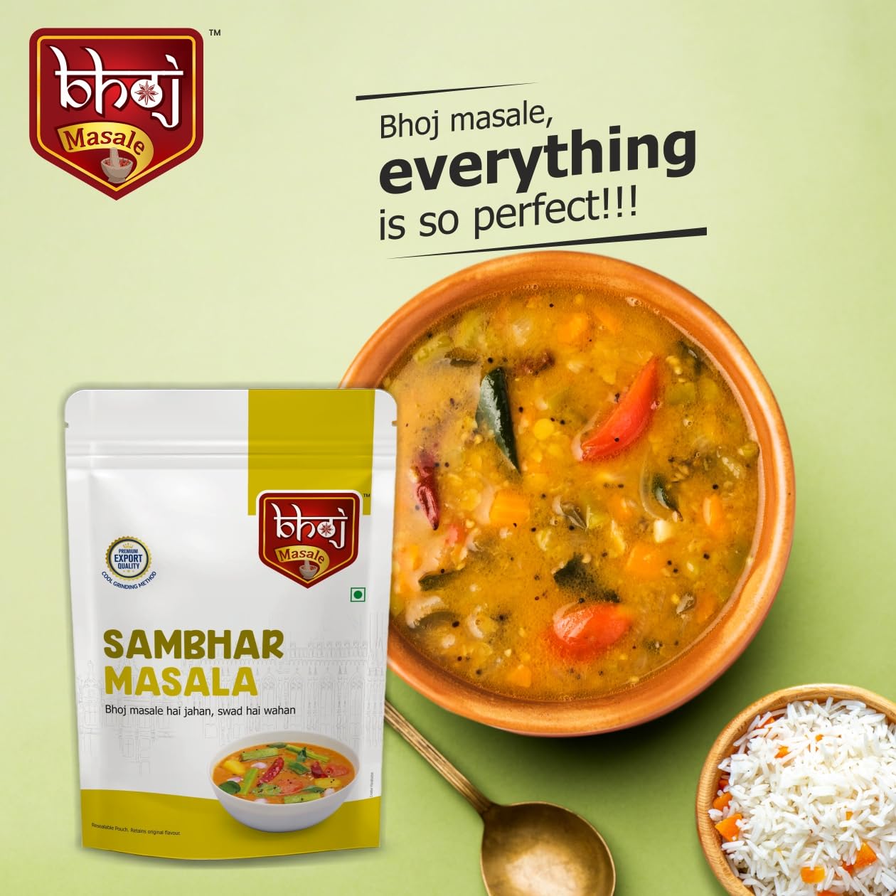 Bhoj Masale Sambhar Masala 200GM | Flavorful and aromatic Sambhar Masala with no added preservatives | Prepare Delicious Sambar At Home. No colour, no preservatives no onion & no garlic (Jain Masala) - Image 6 thumbnail