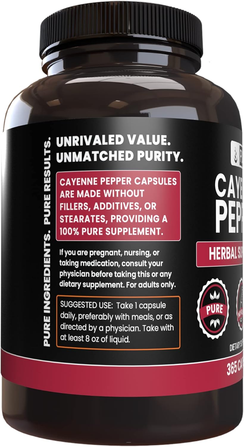 PURE ORIGINAL INGREDIENTS Cayenne Pepper & Turmeric Curcumin (365 Capsules), No Magnesium Or Rice Fillers, Pure, Lab Verified