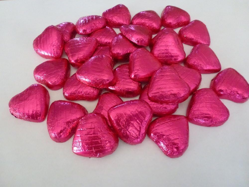 100 HOT PINK CERISE FOIL CHOCOLATE LOVE HEARTS WEDDING FAVOURS Amazon