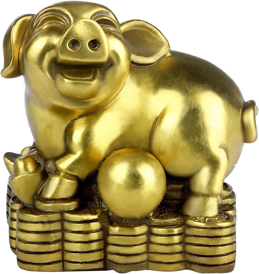Handmade Animal Figurines Wealth Home Decor Collectibles PIG Gold shengxaiozhu