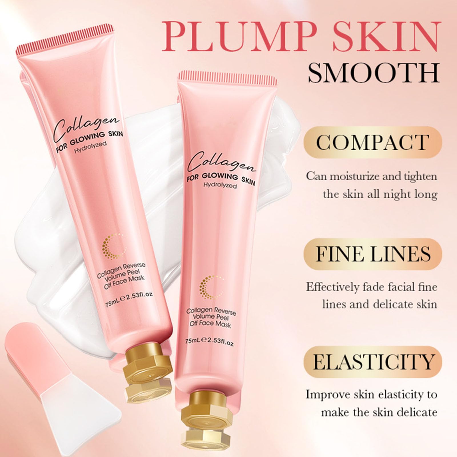 Collagen Peel off Face Mask Collagen Reverse Volume Peel Off Face Mask Improves Skin Elasticity and Firms Skin Overnight for All Skin Types 75ml - Image 2