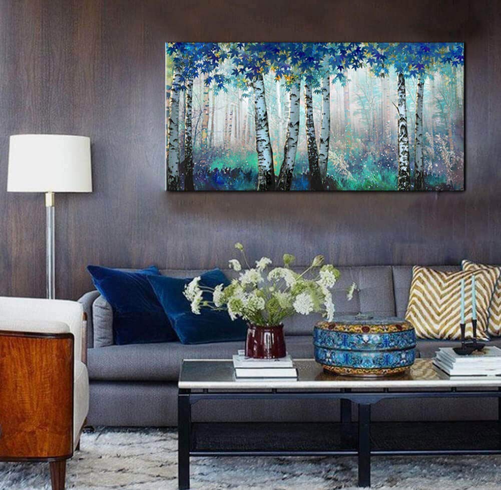 SXKJ Alberi Foresta Immagini Betulla Bianca Tela Pittura Wall Art Immagini Per Soggiorno Camera Da Letto Comodino Poster Complementi Arredo Casa 80x160 Cm Senza Cornice - 7