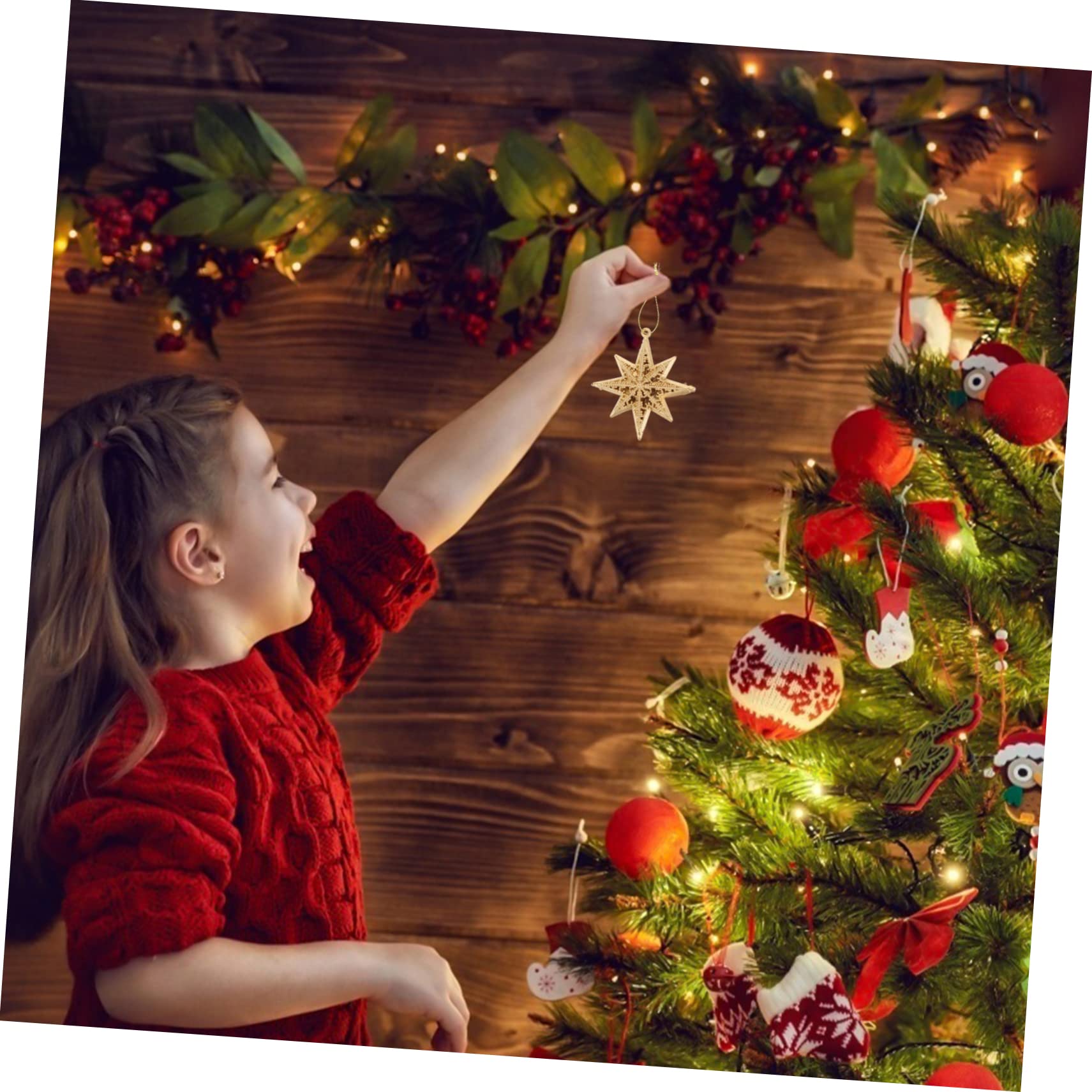 Zerodeko 5 Set Ciondolo Stella Dorata Ornamenti D'oro Per L'albero Di Natale Ciondolo Stella Stereo Pendenti Natalizi Natalizio Decorazione A Luminosa Plastica 6 Pezzi * 5