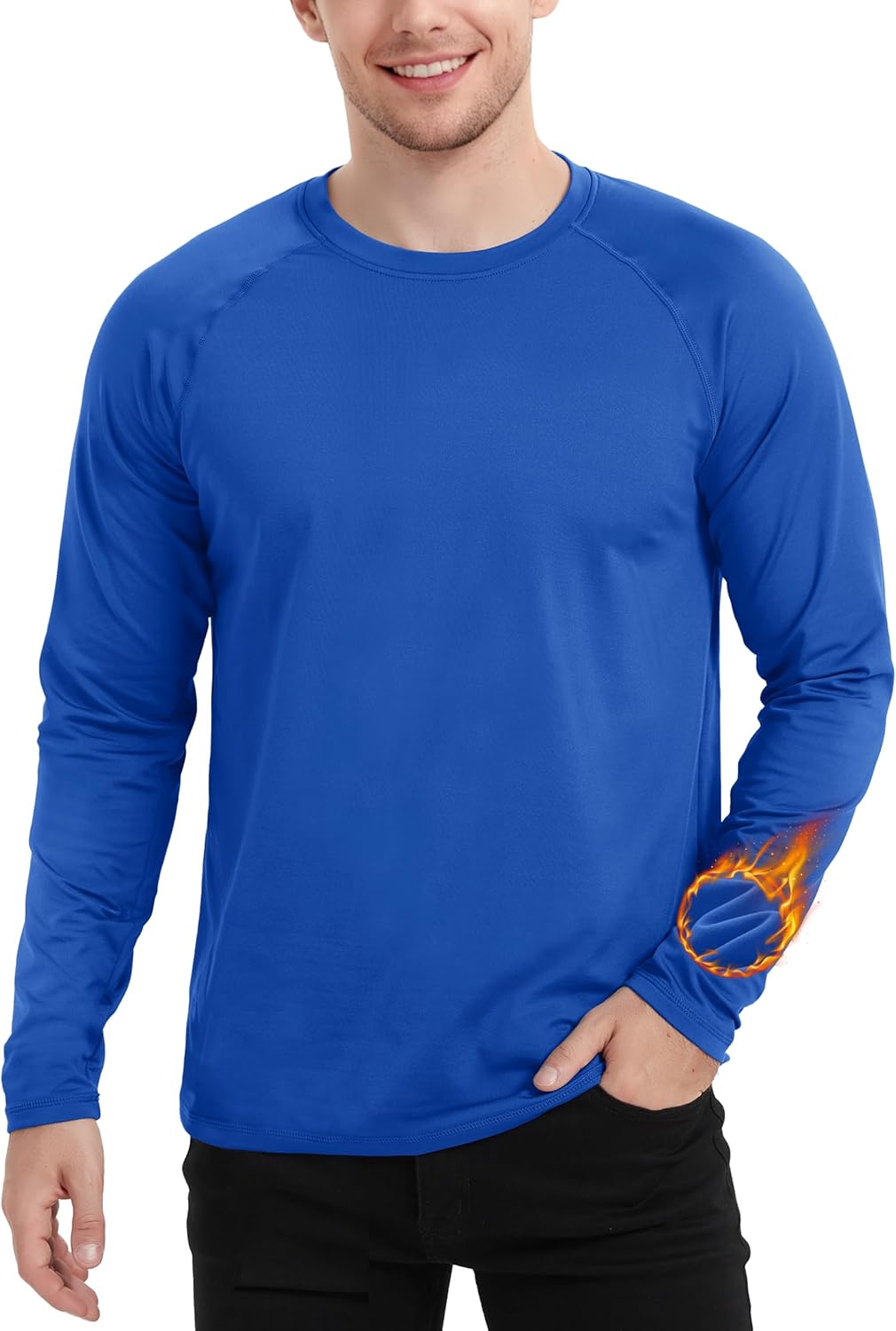 Cavva Mens Thermal Long Sleeve Shirts Base Layer Midweight Fleece Lined Undershirt Warm Athletic Workout Tops