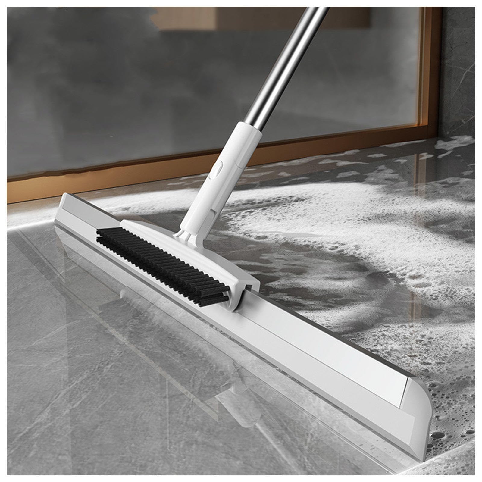RRRYYYZZ Silicone Broom, with Brush and 2 Scrape, 49'' Adjustable Handle Squeegee Broom for Floor, Squeegee Mop for Floor for Smooth Floors,Rugs,Windows