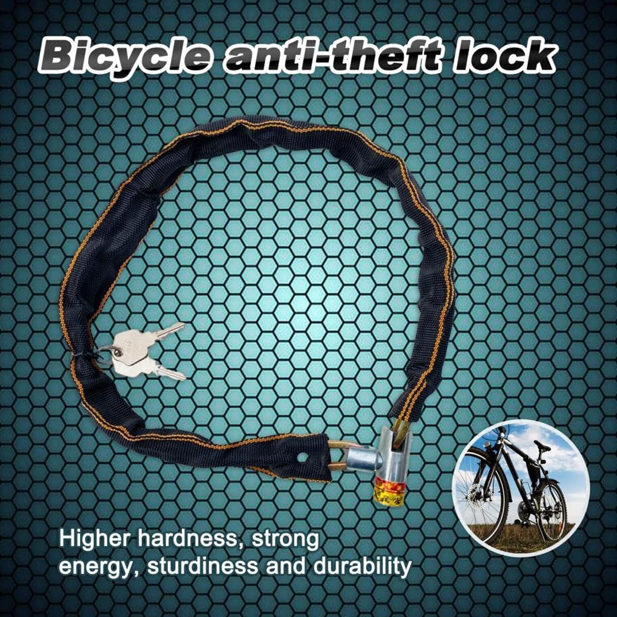 Candado antirrobo para Bicicleta de montaña, sólido y Ligero, para Exteriores, con Llavero, para Seguridad, para Bicicletas eléctricas (Negro, 80 cm)