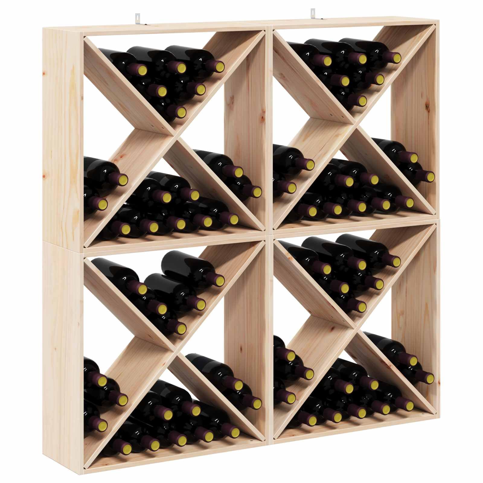 Juego de 4 botelleros de madera maciza de pino 62 x 25 x 62 cm, para cocina y salón