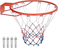 Goplus 18''/15'' Replacement Basketball Rim - Heavy Duty Wall/Door Mount Hoop with All-Weather Net for Indoor/Outdoor Use