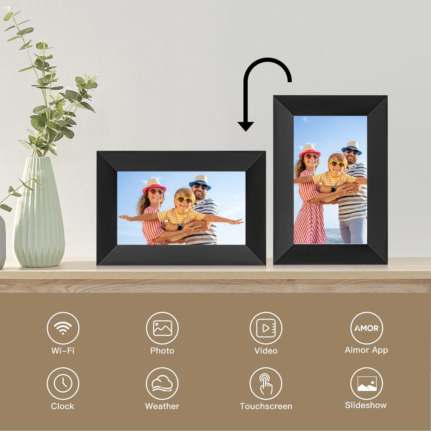Digital Picture Frame, Humblestead 7 Inch WiFi Digital Photo Frame with 1024 * 600 IPS HD Touchscreen, Effortless One Minute Setup, Share Photos and Videos Instantly from Anywhere via App : Electronics