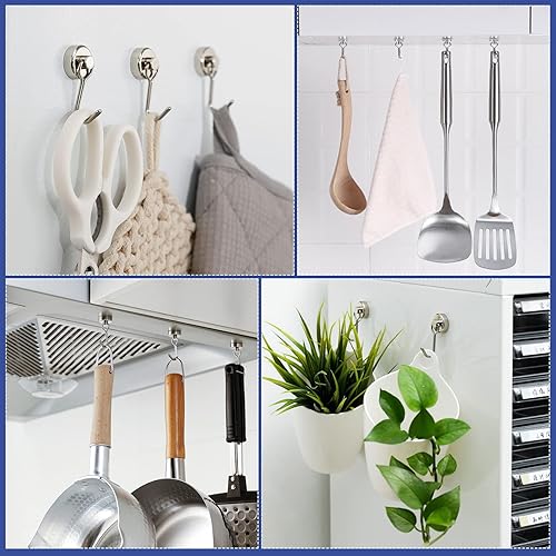 Miniatura 17 de E BAVITE Ganchos magnéticos giratorios negros, gancho magnético de neodimio fuerte de 30 libras con revestimiento epoxi para refrigerador, crucero