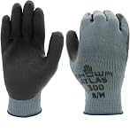 SHOWA Atlas 300 Original: ANGLAIS 1994 Gants de travail à la poignée, Palme de latex naturel, poids lourd 10-Gauge pour la construction, aménagement paysager, jardinage, & Maçonnerie, Bleu, Grand, 12-Pack